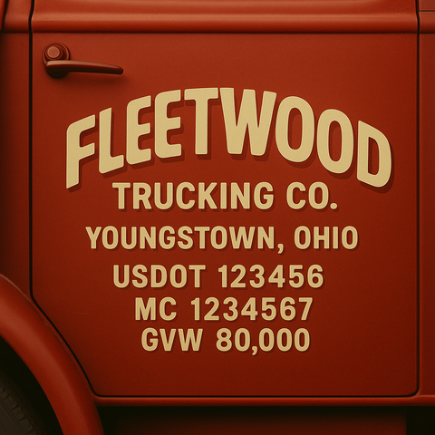 Custom Truck Door USDOT Lettering Decal Sticker Signs With DOT, MC, GVW, KYU, CA Lettering (Set of 2)