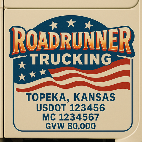 Custom Truck Door USDOT Lettering Decal Sticker Signs With DOT, MC, GVW, KYU, CA Lettering (Set of 2)