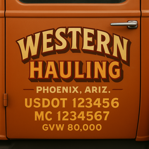 Custom Truck Door USDOT Lettering Decal Sticker Signs With DOT, MC, GVW, KYU, CA Lettering (Set of 2)