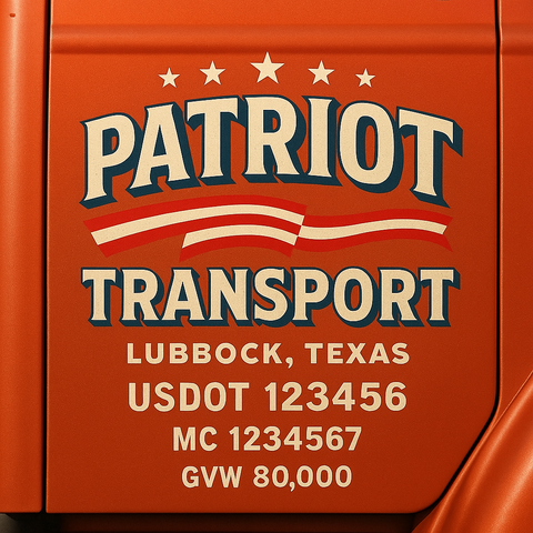 Custom Truck Door USDOT Lettering Decal Sticker Signs With DOT, MC, GVW, KYU, CA Lettering (Set of 2)