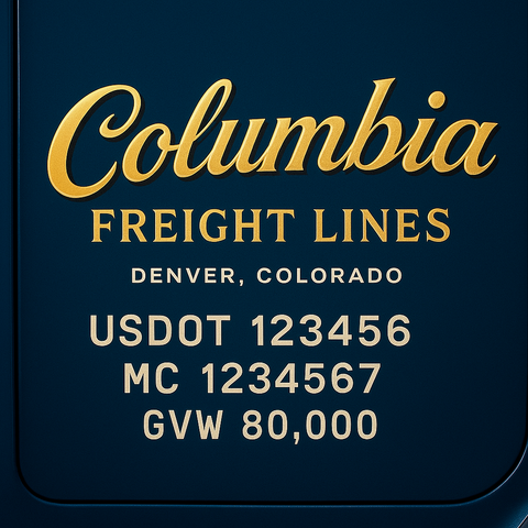 Custom Truck Door USDOT Lettering Decal Sticker Signs With DOT, MC, GVW, KYU, CA Lettering (Set of 2)