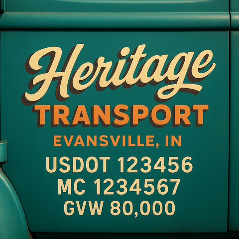 Custom Truck Door USDOT Lettering Decal Sticker Signs With DOT, MC, GVW, KYU, CA Lettering (Set of 2)