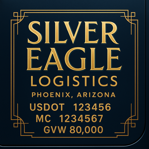 Custom Truck Door USDOT Lettering Decal Sticker Signs With DOT, MC, GVW, KYU, CA Lettering (Set of 2)