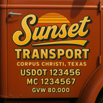 Custom Truck Door USDOT Lettering Decal Sticker Signs With DOT, MC, GVW, KYU, CA Lettering (Set of 2)