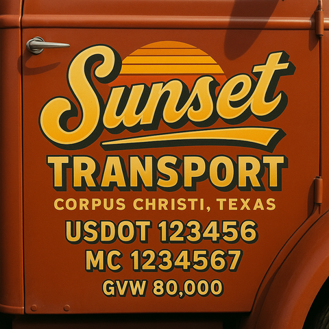 Custom Truck Door USDOT Lettering Decal Sticker Signs With DOT, MC, GVW, KYU, CA Lettering (Set of 2)