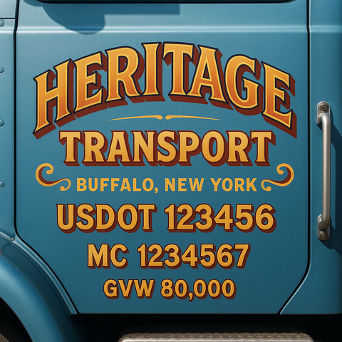Custom Truck Door USDOT Lettering Decal Sticker Signs With DOT, MC, GVW, KYU, CA Lettering (Set of 2)