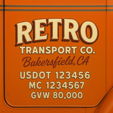 Custom Truck Door USDOT Lettering Decal Sticker Signs With DOT, MC, GVW, KYU, CA Lettering (Set of 2)