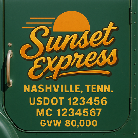 Custom Truck Door USDOT Lettering Decal Sticker Signs With DOT, MC, GVW, KYU, CA Lettering (Set of 2)