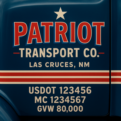 Custom Truck Door USDOT Lettering Decal Sticker Signs With DOT, MC, GVW, KYU, CA Lettering (Set of 2)