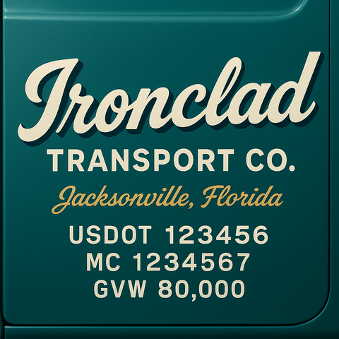 Custom Truck Door USDOT Lettering Decal Sticker Signs With DOT, MC, GVW, KYU, CA Lettering (Set of 2)