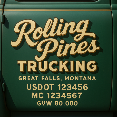 Custom Truck Door USDOT Lettering Decal Sticker Signs With DOT, MC, GVW, KYU, CA Lettering (Set of 2)
