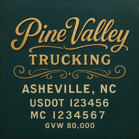 Custom Truck Door USDOT Lettering Decal Sticker Signs With DOT, MC, GVW, KYU, CA Lettering (Set of 2)