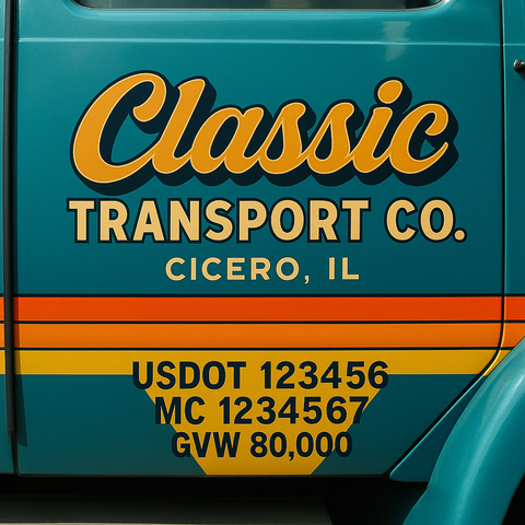 Custom Truck Door USDOT Lettering Decal Sticker Signs With DOT, MC, GVW, KYU, CA Lettering (Set of 2)