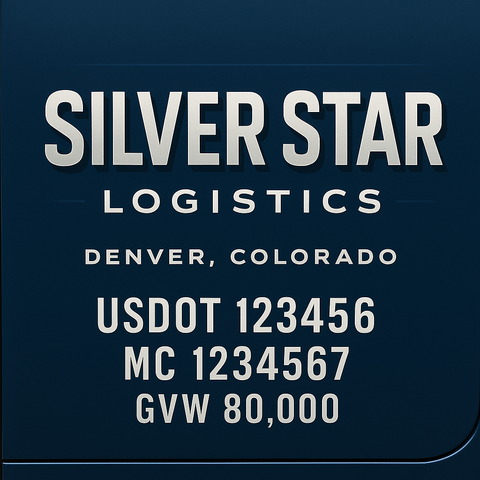 Custom Truck Door USDOT Lettering Decal Sticker Signs With DOT, MC, GVW, KYU, CA Lettering (Set of 2)