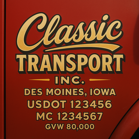 Custom Truck Door USDOT Lettering Decal Sticker Signs With DOT, MC, GVW, KYU, CA Lettering (Set of 2)