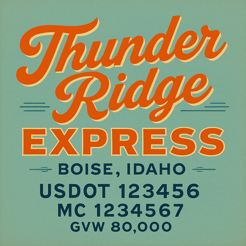 Custom Truck Door USDOT Lettering Decal Sticker Signs With DOT, MC, GVW, KYU, CA Lettering (Set of 2)