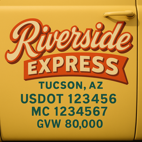 Custom Truck Door USDOT Lettering Decal Sticker Signs With DOT, MC, GVW, KYU, CA Lettering (Set of 2)