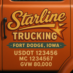 Custom Truck Door USDOT Lettering Decal Sticker Signs With DOT, MC, GVW, KYU, CA Lettering (Set of 2)