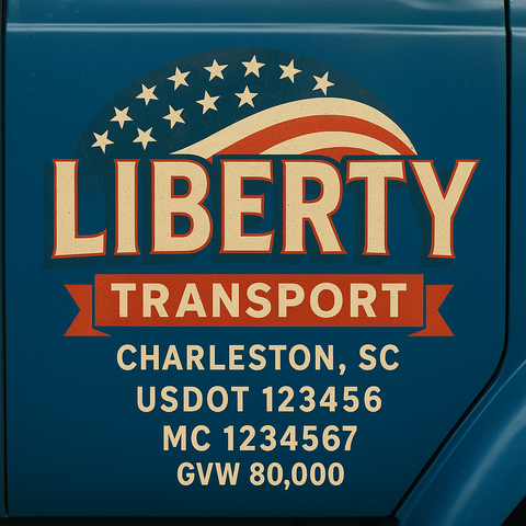Custom Truck Door USDOT Lettering Decal Sticker Signs With DOT, MC, GVW, KYU, CA Lettering (Set of 2)