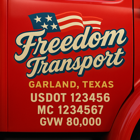 Custom Truck Door USDOT Lettering Decal Sticker Signs With DOT, MC, GVW, KYU, CA Lettering (Set of 2)