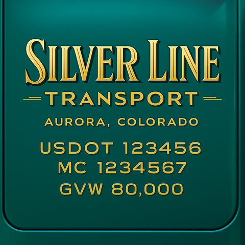 Custom Truck Door USDOT Lettering Decal Sticker Signs With DOT, MC, GVW, KYU, CA Lettering (Set of 2)