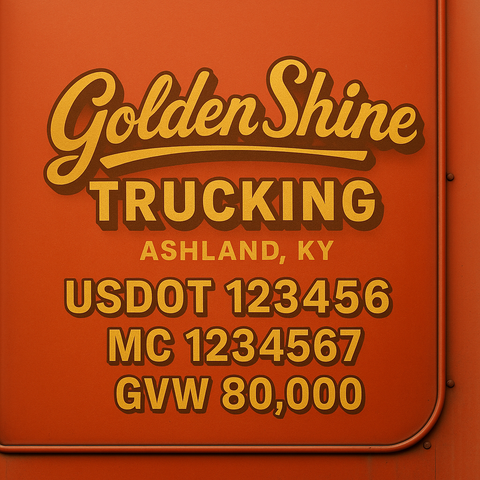 Custom Truck Door USDOT Lettering Decal Sticker Signs With DOT, MC, GVW, KYU, CA Lettering (Set of 2)