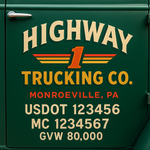 Custom Truck Door USDOT Lettering Decal Sticker Signs With DOT, MC, GVW, KYU, CA Lettering (Set of 2)