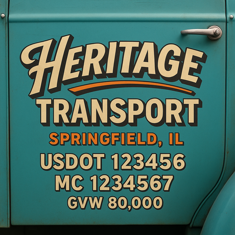 Custom Truck Door USDOT Lettering Decal Sticker Signs With DOT, MC, GVW, KYU, CA Lettering (Set of 2)