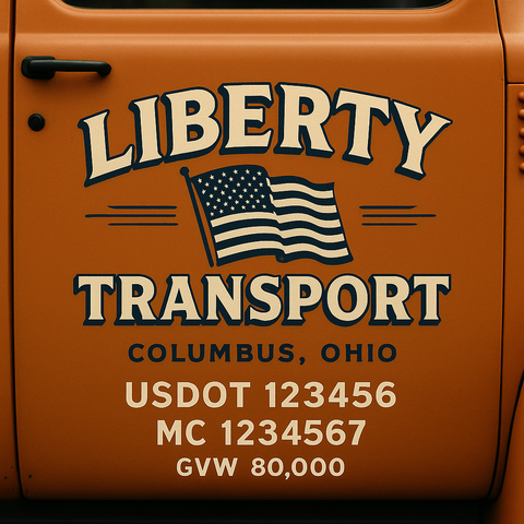 Custom Truck Door USDOT Lettering Decal Sticker Signs With DOT, MC, GVW, KYU, CA Lettering (Set of 2)