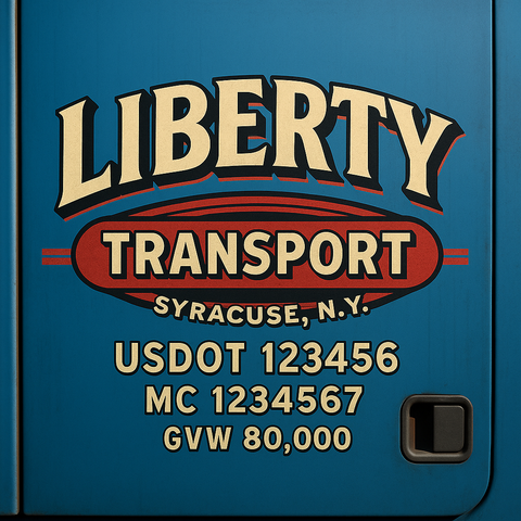 Custom Truck Door USDOT Lettering Decal Sticker Signs With DOT, MC, GVW, KYU, CA Lettering (Set of 2)