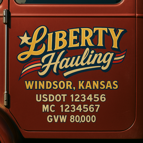 Custom Truck Door USDOT Lettering Decal Sticker Signs With DOT, MC, GVW, KYU, CA Lettering (Set of 2)