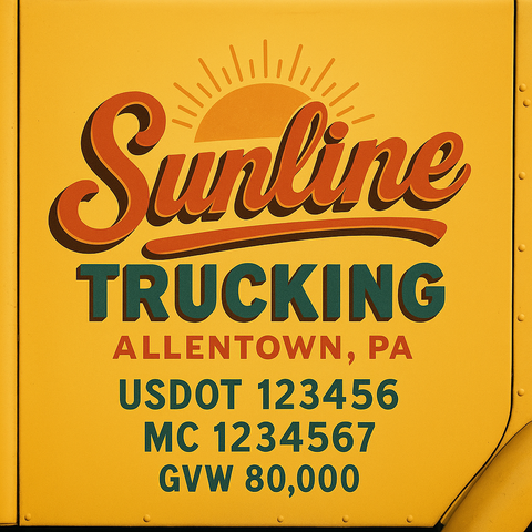 Custom Truck Door USDOT Lettering Decal Sticker Signs With DOT, MC, GVW, KYU, CA Lettering (Set of 2)