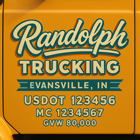 Custom Truck Door USDOT Lettering Decal Sticker Signs With DOT, MC, GVW, KYU, CA Lettering (Set of 2)