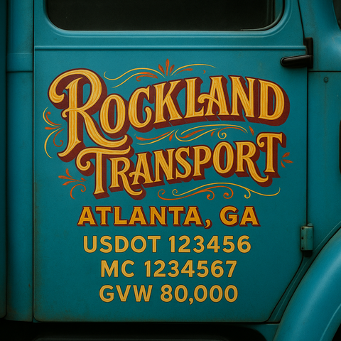 Custom Truck Door USDOT Lettering Decal Sticker Signs With DOT, MC, GVW, KYU, CA Lettering (Set of 2)
