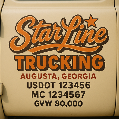Custom Truck Door USDOT Lettering Decal Sticker Signs With DOT, MC, GVW, KYU, CA Lettering (Set of 2)