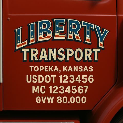 Custom Truck Door USDOT Lettering Decal Sticker Signs With DOT, MC, GVW, KYU, CA Lettering (Set of 2)