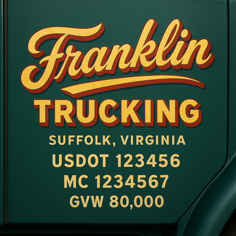 Custom Truck Door USDOT Lettering Decal Sticker Signs With DOT, MC, GVW, KYU, CA Lettering (Set of 2)