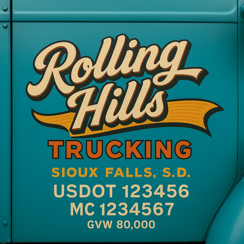 Custom Truck Door USDOT Lettering Decal Sticker Signs With DOT, MC, GVW, KYU, CA Lettering (Set of 2)