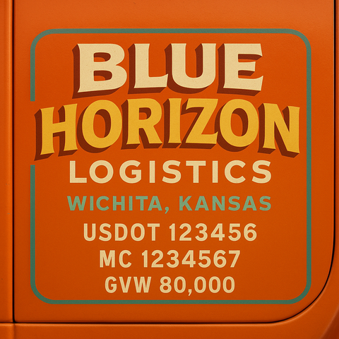 Custom Truck Door USDOT Lettering Decal Sticker Signs With DOT, MC, GVW, KYU, CA Lettering (Set of 2)