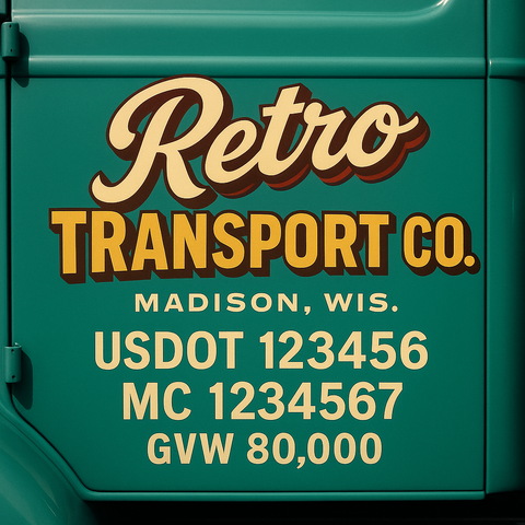 Custom Truck Door USDOT Lettering Decal Sticker Signs With DOT, MC, GVW, KYU, CA Lettering (Set of 2)