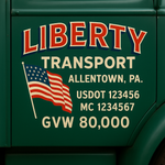 Custom Truck Door USDOT Lettering Decal Sticker Signs With DOT, MC, GVW, KYU, CA Lettering (Set of 2)