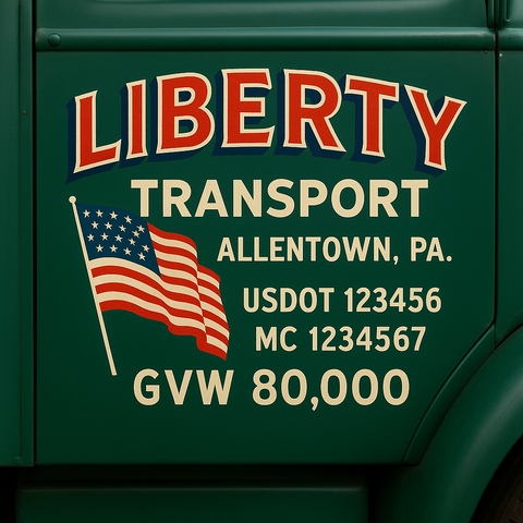 Custom Truck Door USDOT Lettering Decal Sticker Signs With DOT, MC, GVW, KYU, CA Lettering (Set of 2)