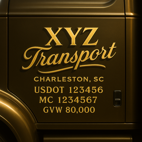 Custom Truck Door USDOT Lettering Decal Sticker Signs With DOT, MC, GVW, KYU, CA Lettering (Set of 2)