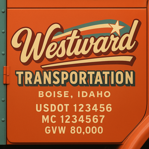 Custom Truck Door USDOT Lettering Decal Sticker Signs With DOT, MC, GVW, KYU, CA Lettering (Set of 2)