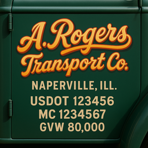 Custom Truck Door USDOT Lettering Decal Sticker Signs With DOT, MC, GVW, KYU, CA Lettering (Set of 2)