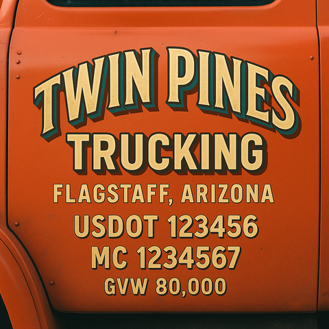 Custom Truck Door USDOT Lettering Decal Sticker Signs With DOT, MC, GVW, KYU, CA Lettering (Set of 2)