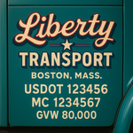 Custom Truck Door USDOT Lettering Decal Sticker Signs With DOT, MC, GVW, KYU, CA Lettering (Set of 2)
