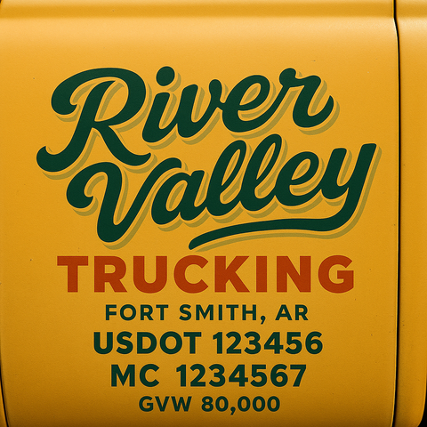 Custom Truck Door USDOT Lettering Decal Sticker Signs With DOT, MC, GVW, KYU, CA Lettering (Set of 2)