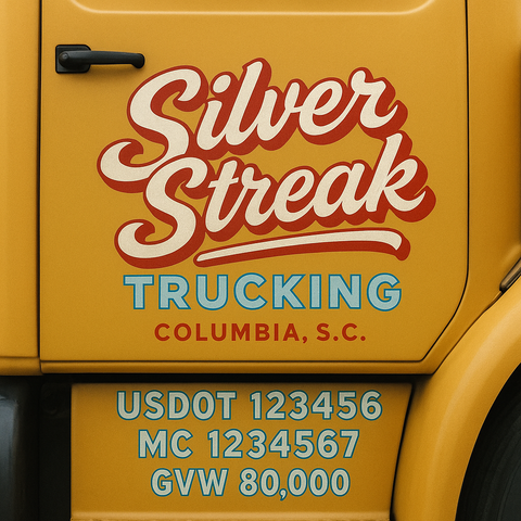Custom Truck Door USDOT Lettering Decal Sticker Signs With DOT, MC, GVW, KYU, CA Lettering (Set of 2)