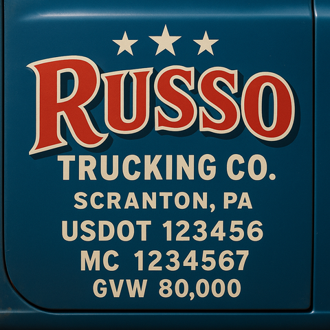 Custom Truck Door USDOT Lettering Decal Sticker Signs With DOT, MC, GVW, KYU, CA Lettering (Set of 2)
